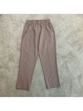 Seduction Dusty blush pink elastic waistband pull on tapered ankle pants Sz L